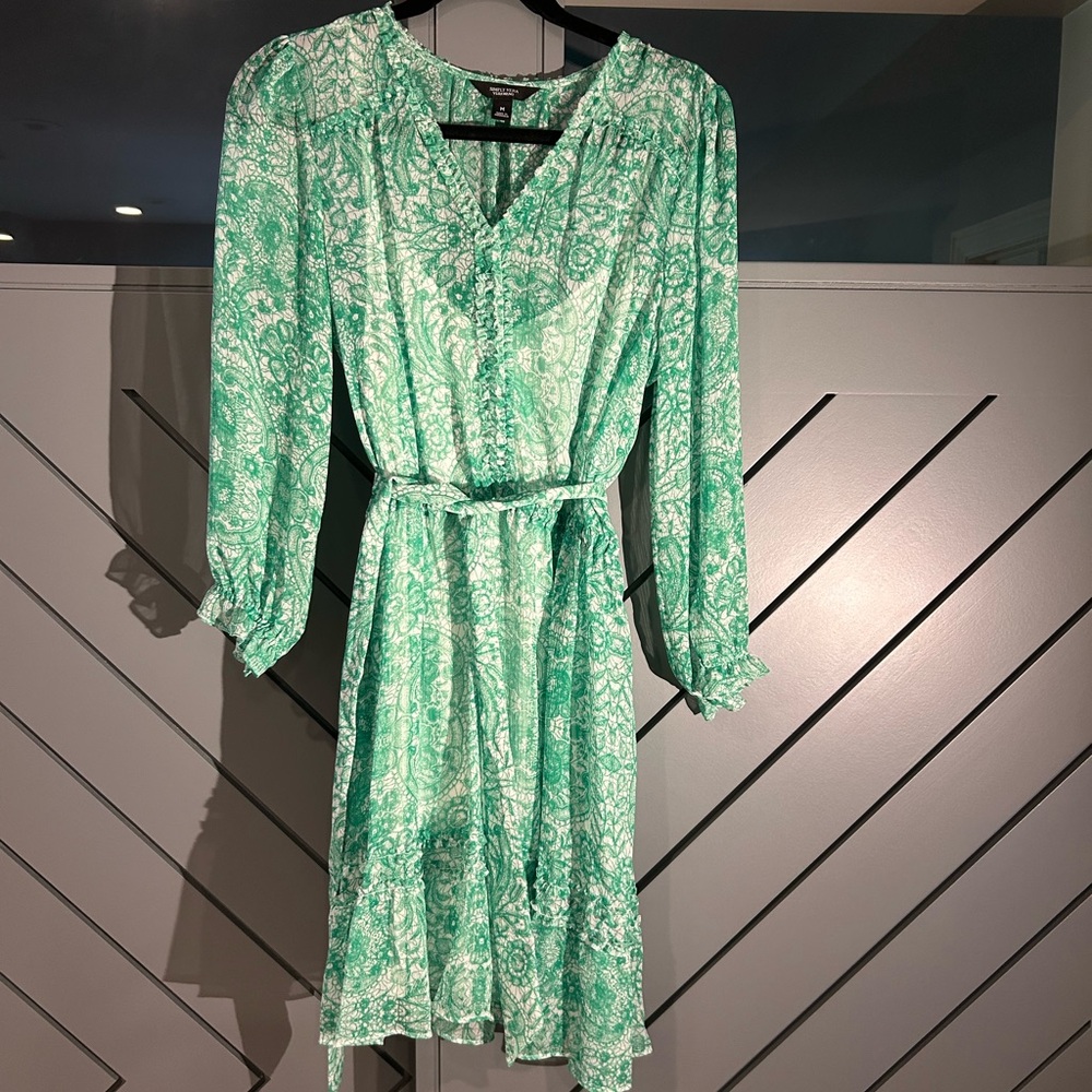 Simply Vera Vera Wang Green Patterned dress size M